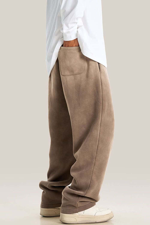 Heavyweight Fleece Wide-Leg Sweatpants - Brown
