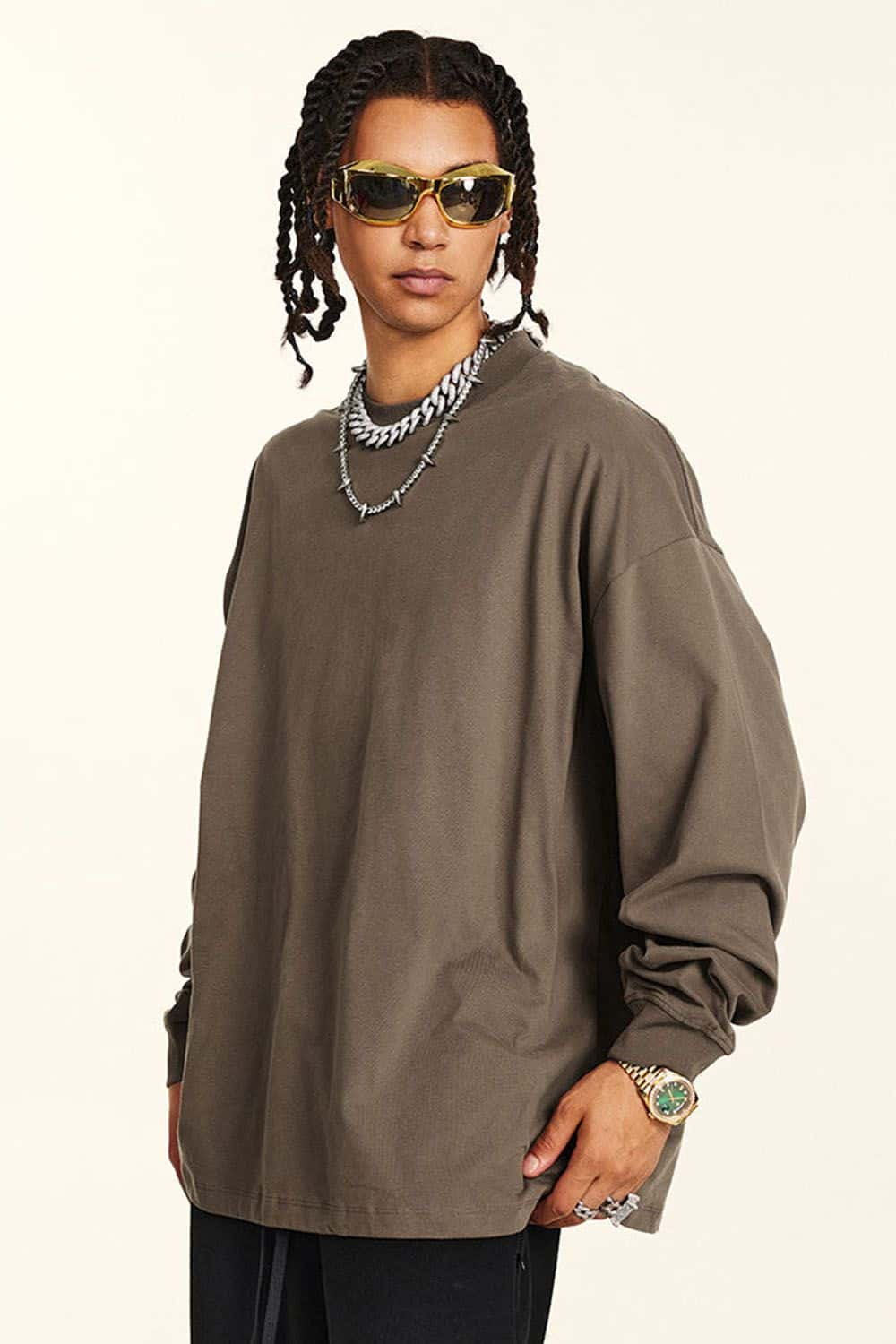 Loose-Fit Sporty Antimicrobial Long Sleeve T-Shirt