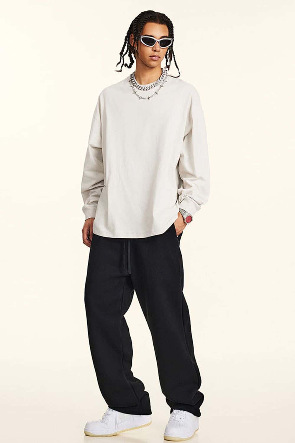 Loose-Fit Sporty Antimicrobial Long Sleeve T-Shirt