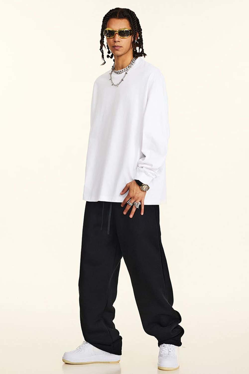 Loose-Fit Sporty Antimicrobial Long Sleeve T-Shirt