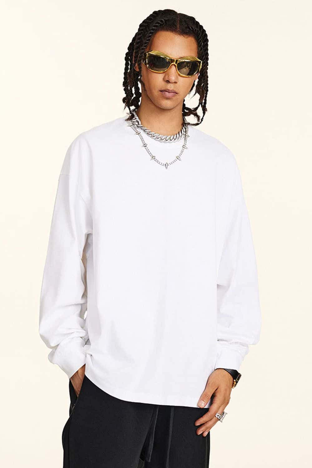 Loose-Fit Sporty Antimicrobial Long Sleeve T-Shirt