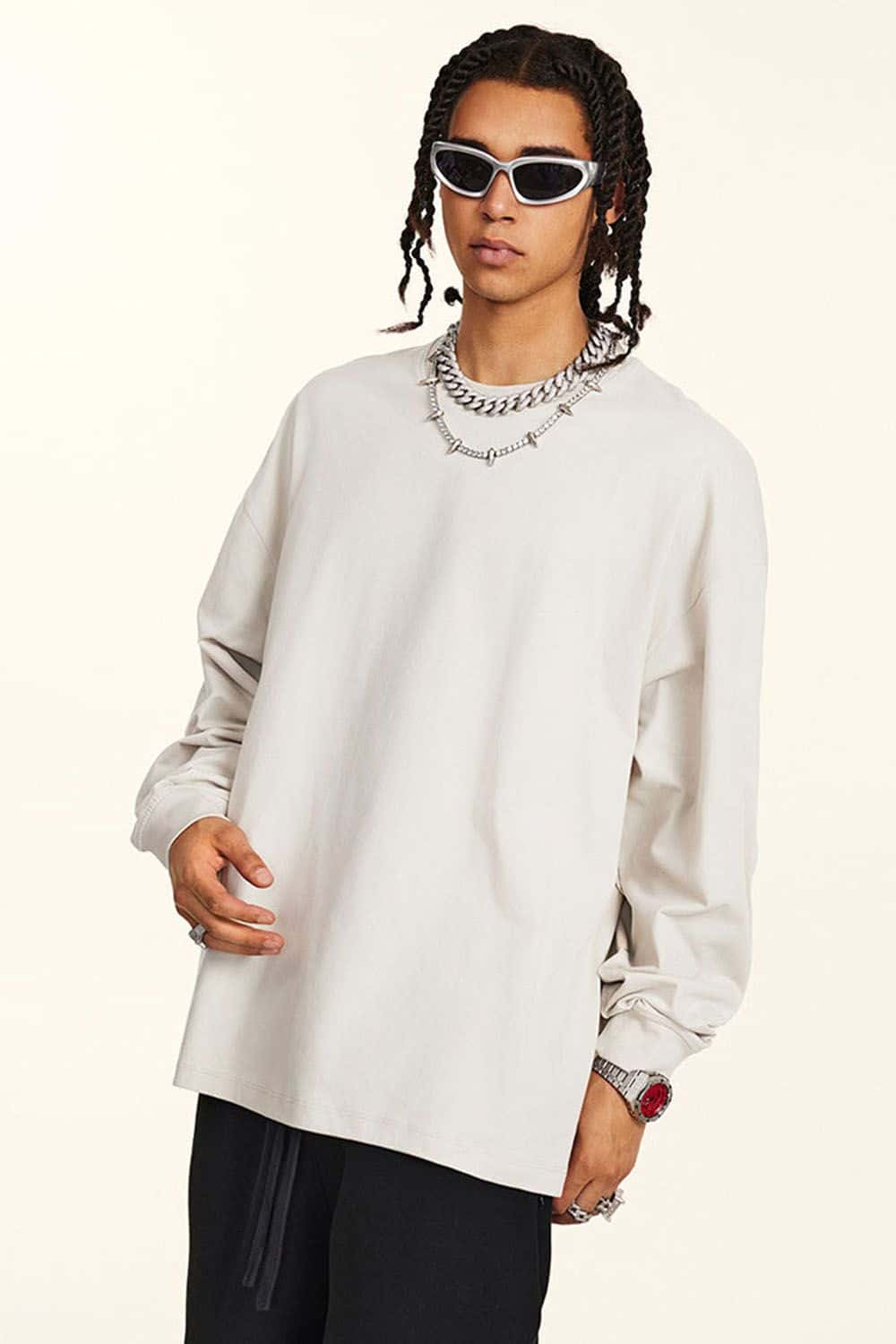 Loose-Fit Sporty Antimicrobial Long Sleeve T-Shirt