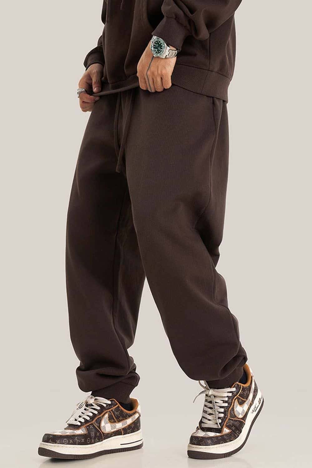 Loose-Fit White Drawstring Casual Sport Joggers