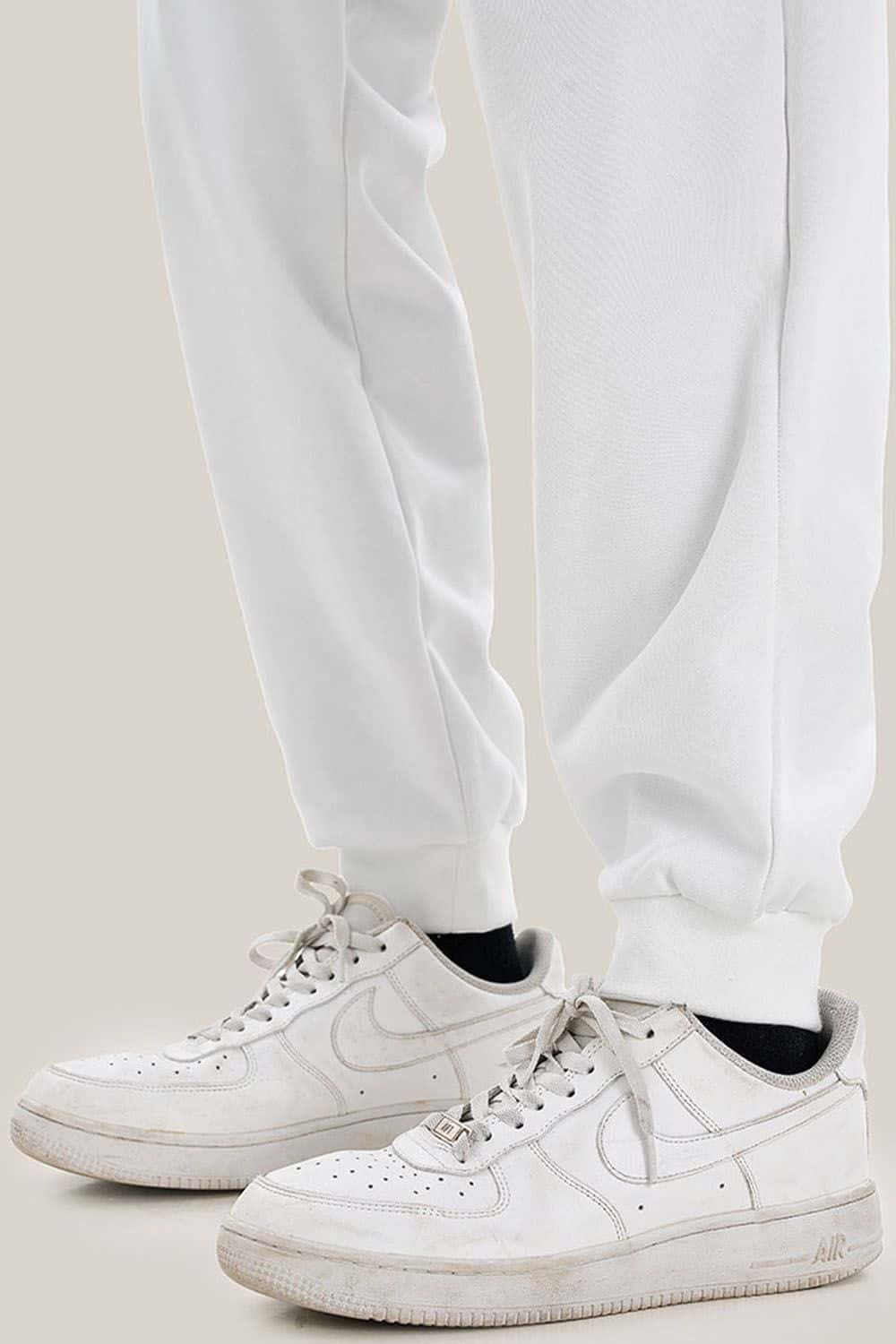 Loose-Fit White Drawstring Casual Sport Joggers