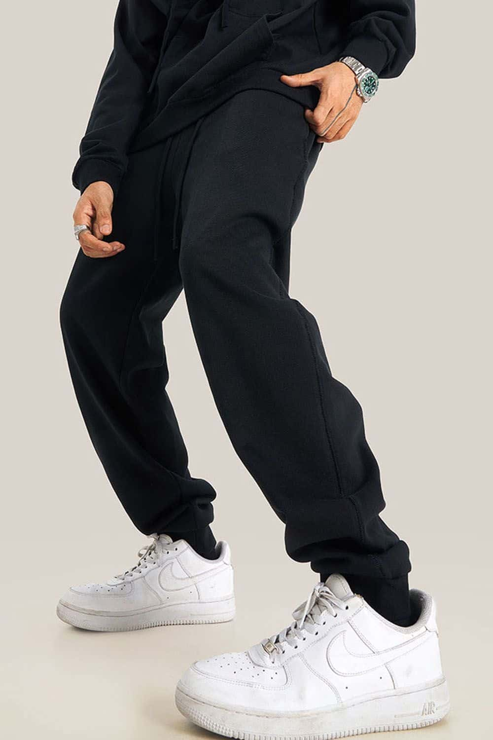 Loose-Fit White Drawstring Casual Sport Joggers