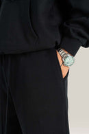 Everyday Drawstring Relaxed Sweatpants - Metallic Black