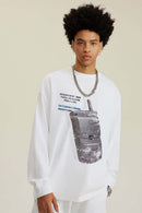 Cotton Graphic Long-Sleeve Tee - White