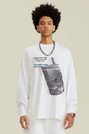 Cotton Graphic Long-Sleeve Tee - White