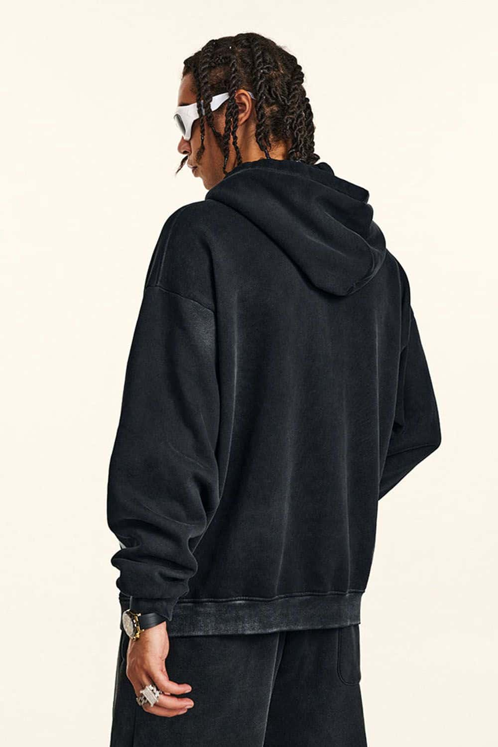 Street Style Zip-Up Fleece-Lined Hoodie