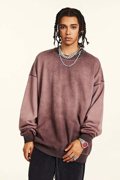 Washed Gradient Graphic Sweatshirt - Plum Purple