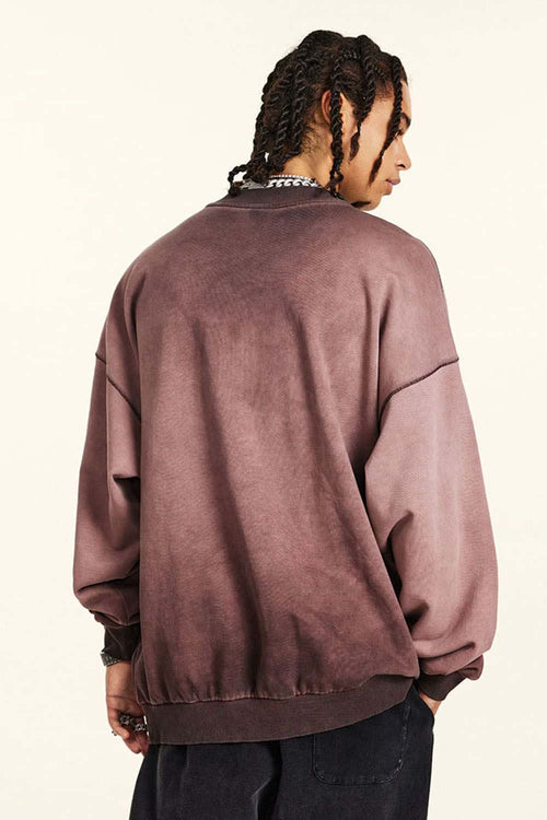 Washed Gradient Graphic Sweatshirt - Plum Purple