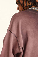 Washed Gradient Graphic Sweatshirt - Plum Purple