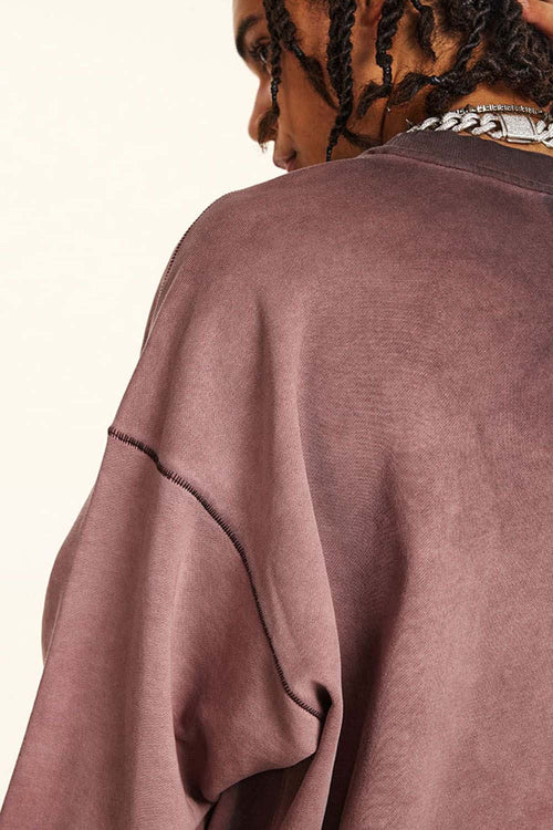 Washed Gradient Graphic Sweatshirt - Plum Purple