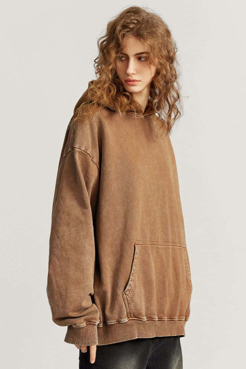 Vintage Wax-Dye Heavyweight Hoodie - Coffee