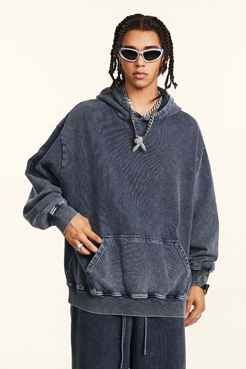 Vintage Wax-Dye Heavyweight Hoodie - Royal Blue