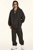 Heavyweight French Terry Zip-Up Hoodie - Brown