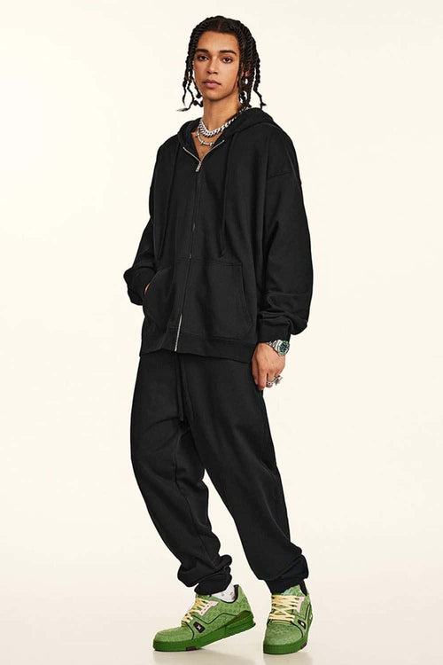 Heavyweight French Terry Zip-Up Hoodie - Brown