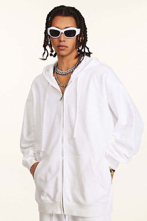 Heavyweight French Terry Zip-Up Hoodie - Teeth White