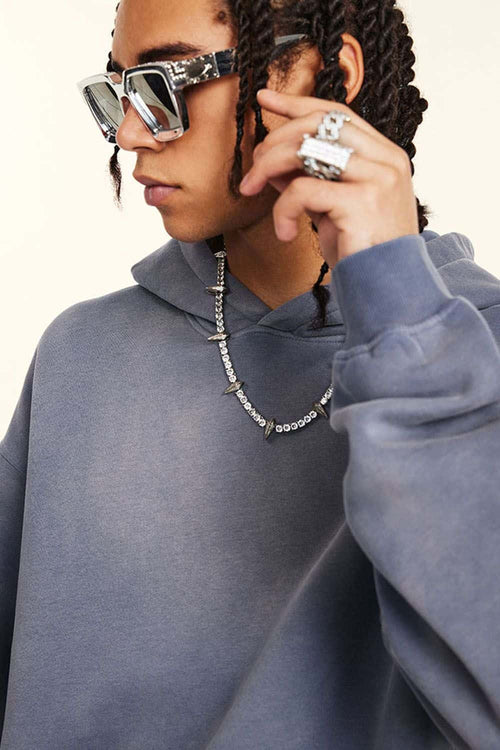 Heavyweight Washed Gradient Fleece Hoodie - Blue