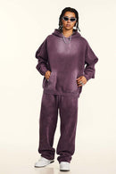 Heavyweight Washed Gradient Fleece Hoodie - Plum Purple