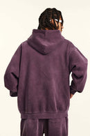 Heavyweight Washed Gradient Fleece Hoodie - Plum Purple