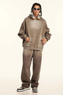 Heavyweight Washed Gradient Fleece Hoodie - Brown