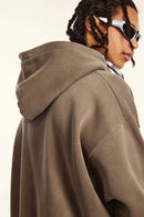 Heavyweight Washed Gradient Fleece Hoodie - Brown