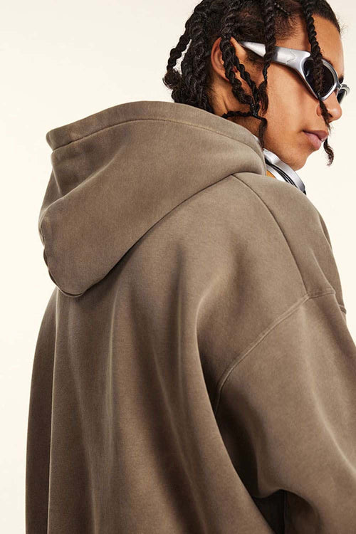 Heavyweight Washed Gradient Fleece Hoodie - Brown