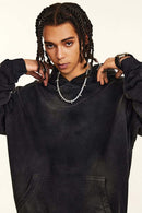 Heavyweight Washed Gradient Fleece Hoodie - Black