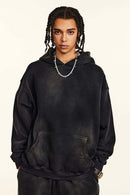 Heavyweight Washed Gradient Fleece Hoodie - Black