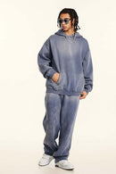 Heavyweight Washed Gradient Fleece Hoodie - Blue
