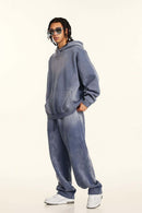Heavyweight Washed Gradient Fleece Hoodie - Blue