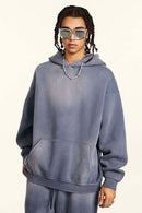 Heavyweight Washed Gradient Fleece Hoodie - Blue