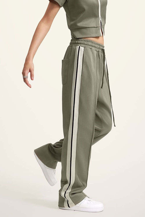 Side Stripe Active Pants - Olive