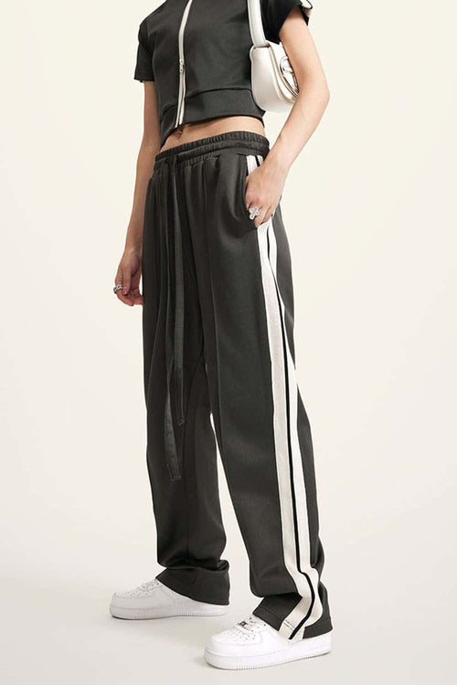 Side Stripe Active Pants - Charcoal