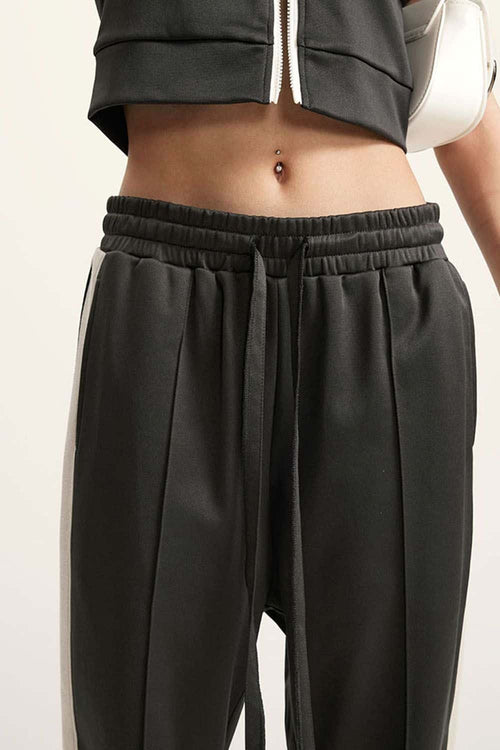 Side Stripe Active Pants - Charcoal