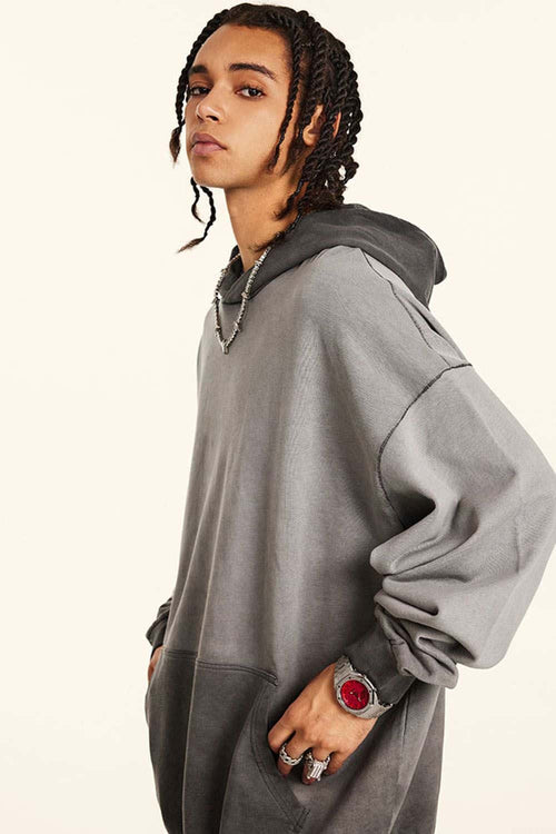 Washed Gradient Hoodie - Dark Gray