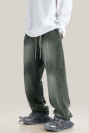 Distressed Vintage Wash Straight Sweatpants - Dark Gray