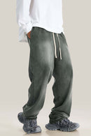 Distressed Vintage Wash Straight Sweatpants - Dark Gray