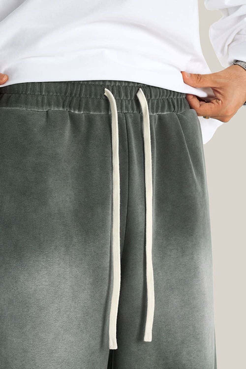 Distressed Vintage Wash Straight Sweatpants - Dark Gray