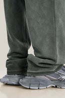 Distressed Vintage Wash Straight Sweatpants - Dark Gray