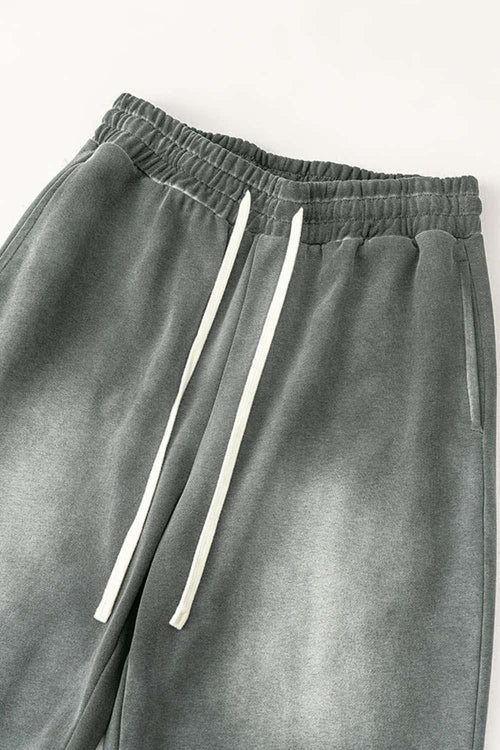 Distressed Vintage Wash Straight Sweatpants - Dark Gray