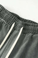 Distressed Vintage Wash Straight Sweatpants - Dark Gray