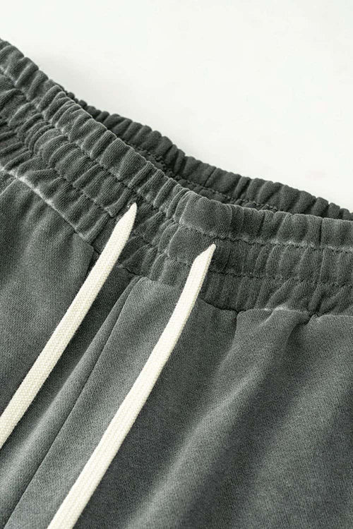 Distressed Vintage Wash Straight Sweatpants - Dark Gray