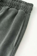 Distressed Vintage Wash Straight Sweatpants - Dark Gray