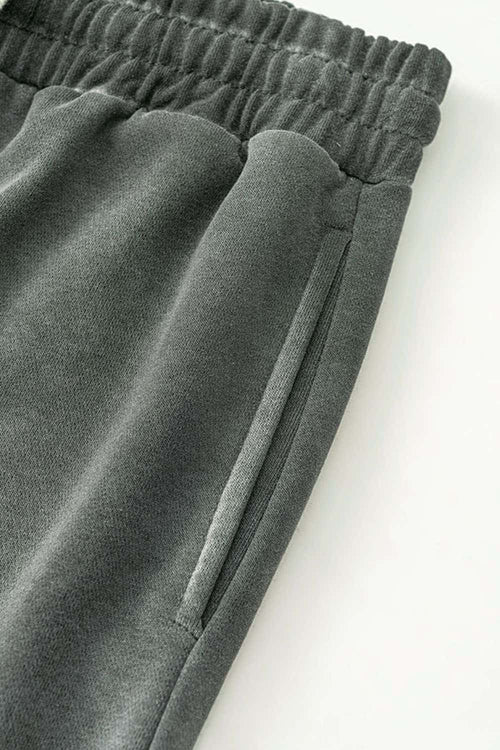 Distressed Vintage Wash Straight Sweatpants - Dark Gray