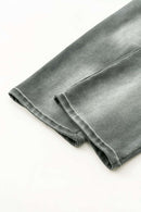 Distressed Vintage Wash Straight Sweatpants - Dark Gray