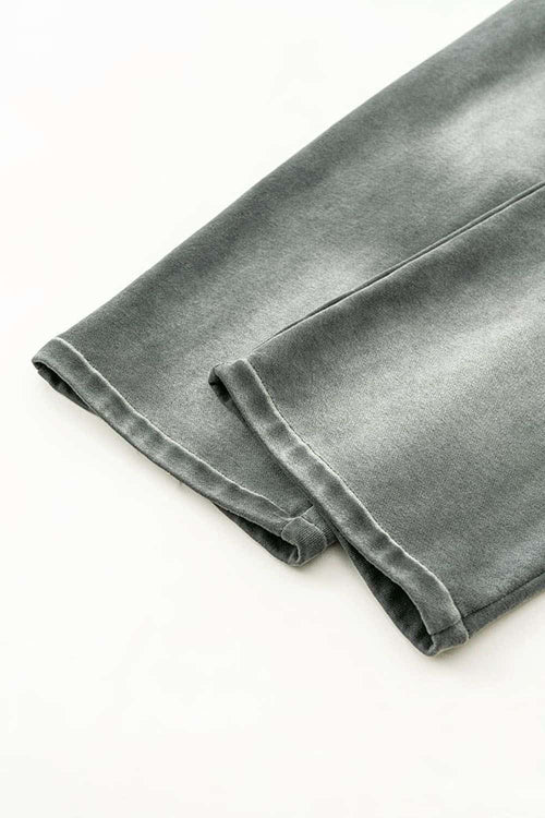 Distressed Vintage Wash Straight Sweatpants - Dark Gray