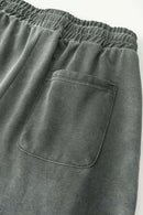 Distressed Vintage Wash Straight Sweatpants - Dark Gray