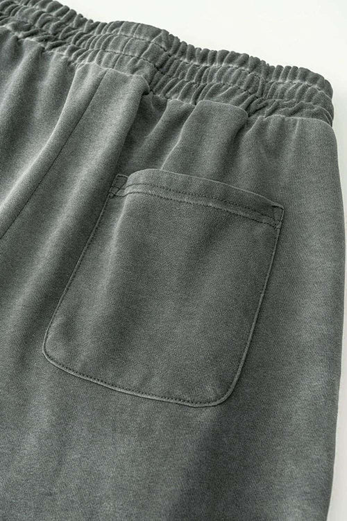 Distressed Vintage Wash Straight Sweatpants - Dark Gray